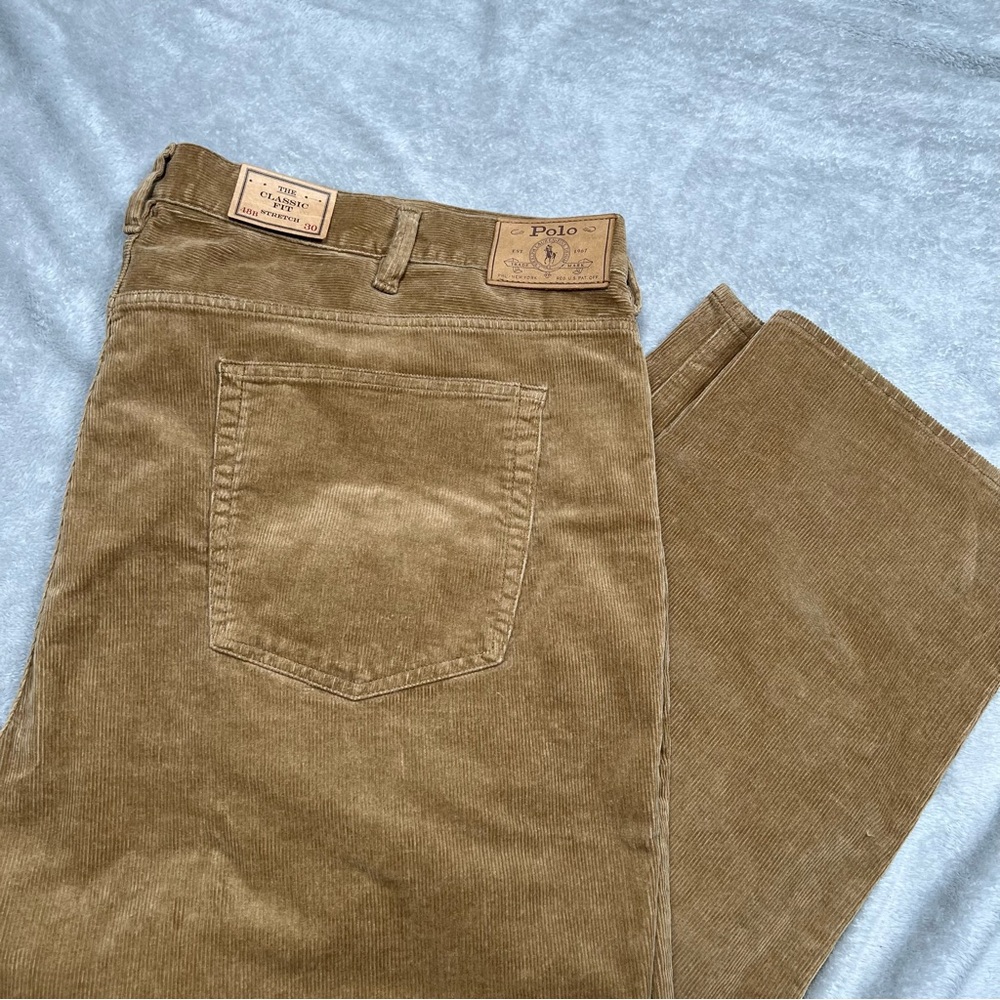NWT Polo Ralph Lauren Corduroy Pants Mens 48x30 Brown Classic Fit Stretch 48B